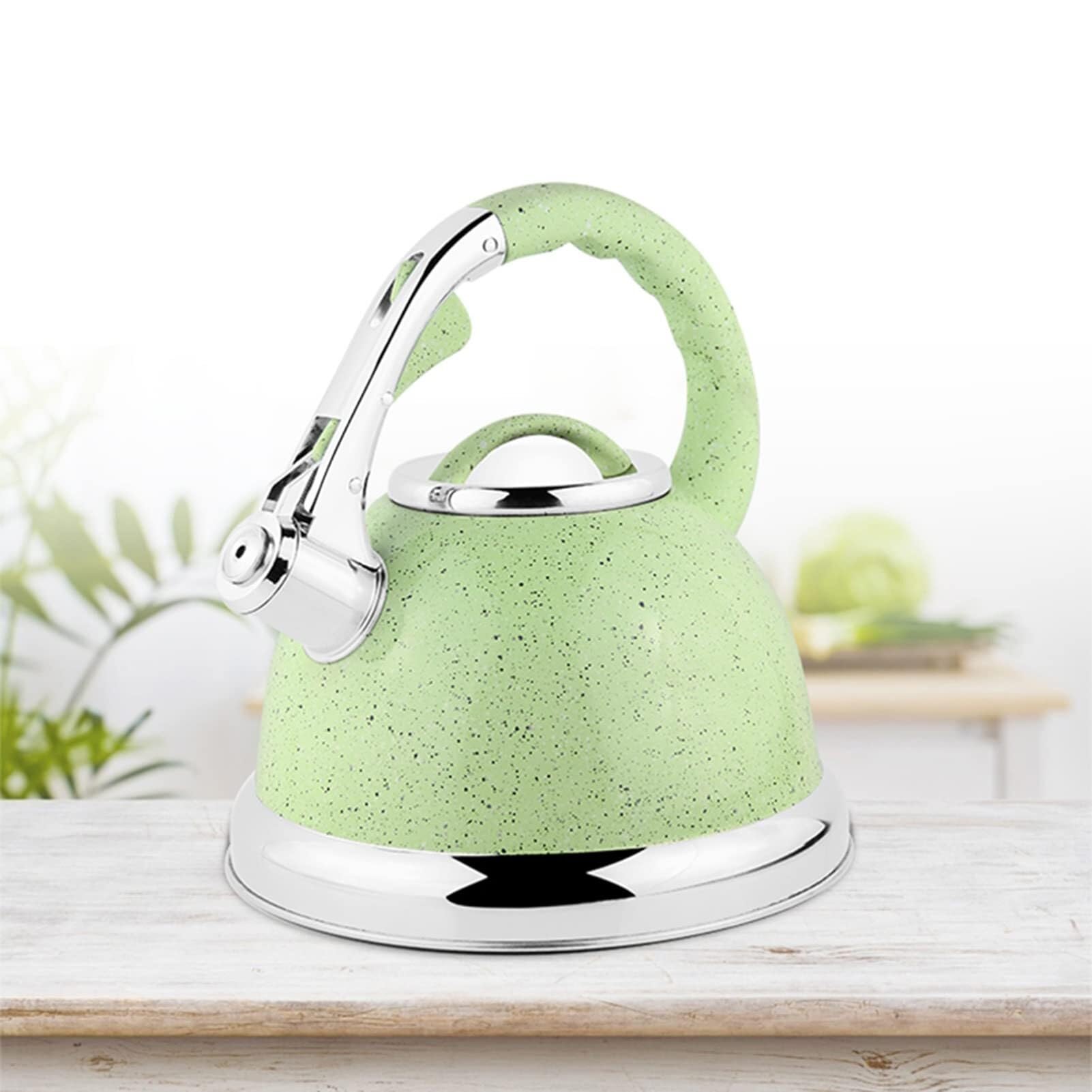 Stovetop Kettles Whistling Whistling Kettle,3.5L Stove Induction Tea Kettle,Stovetop Stainless Steel Tea Pot,for Gas Hobs,Induction and Electric Hobs(Green)