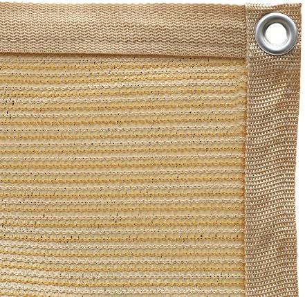 Shatex 90% Shade Fabric Sun Shade Cloth with Grommets for Pergola Cover Canopy 6' x 8', Wheat, 12 Bungee Balls