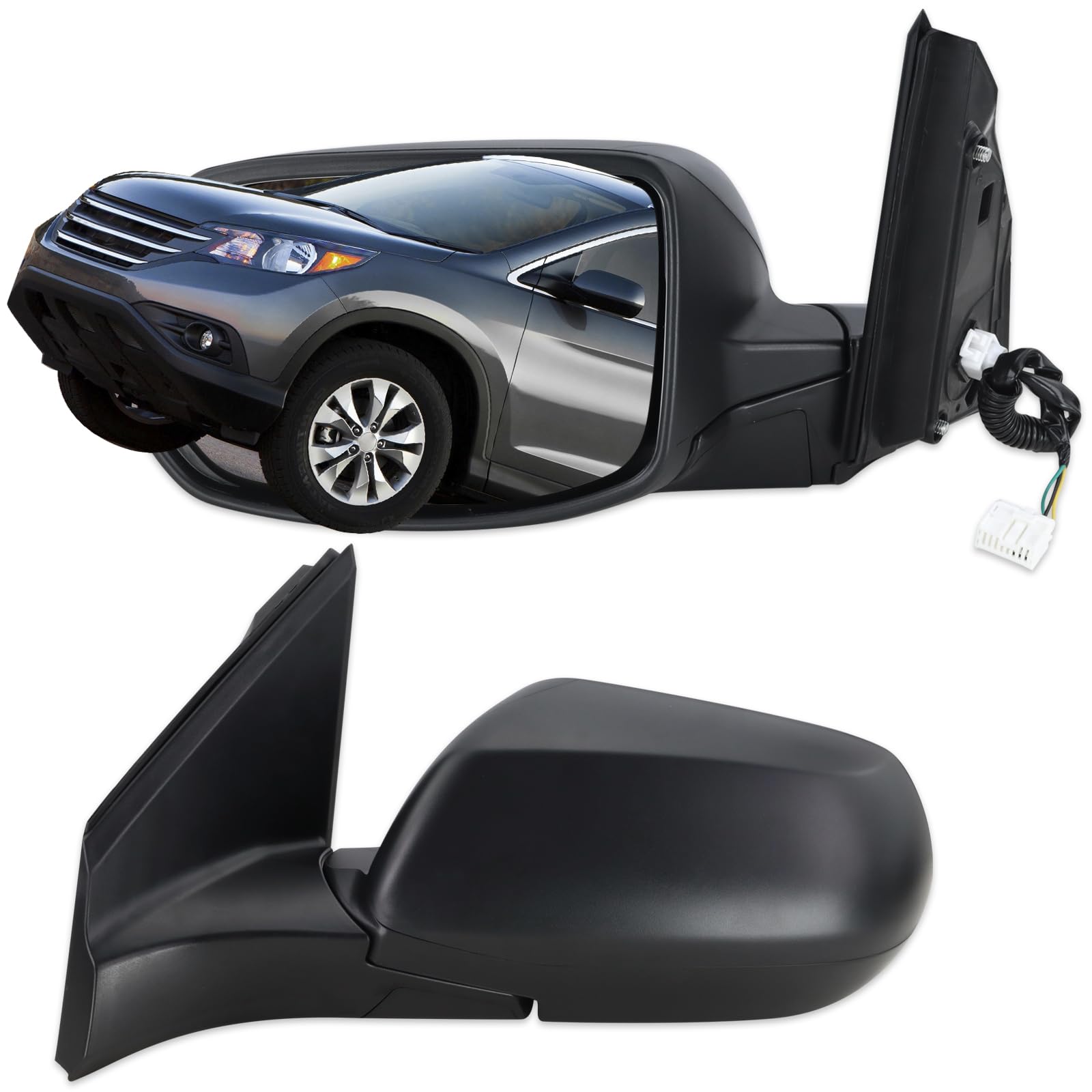 Photo 1 of Lqito Left Driver Side Mirror Compatible With 2012 2013 2014 2015 2016 Honda CRV CR-V With Manual Folding Power Glass Black Replace#76258-T0A-A11(3Pins)