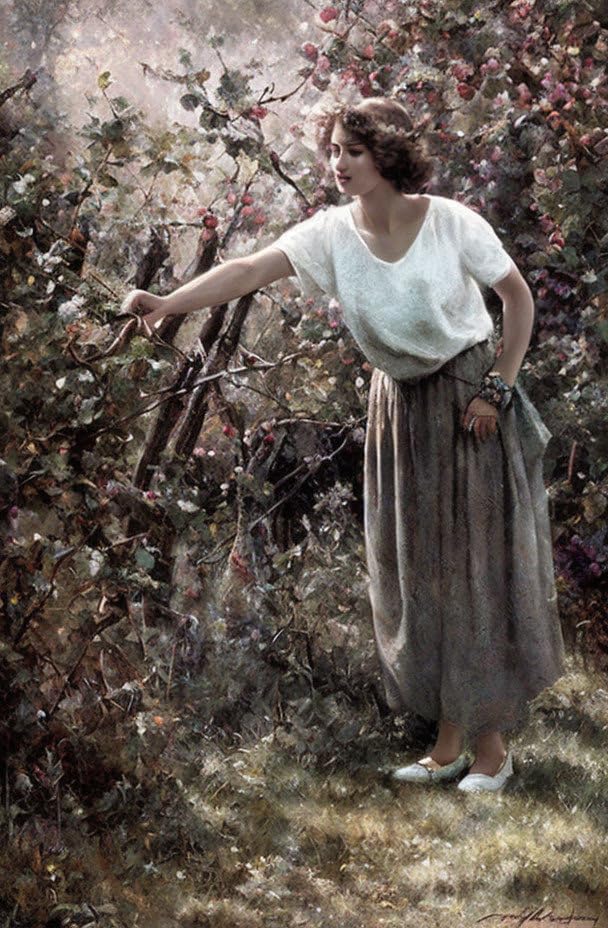 Peinture sur toile Black Berry Picking GerRit 58 x 90 cm pour decoration murale de salon