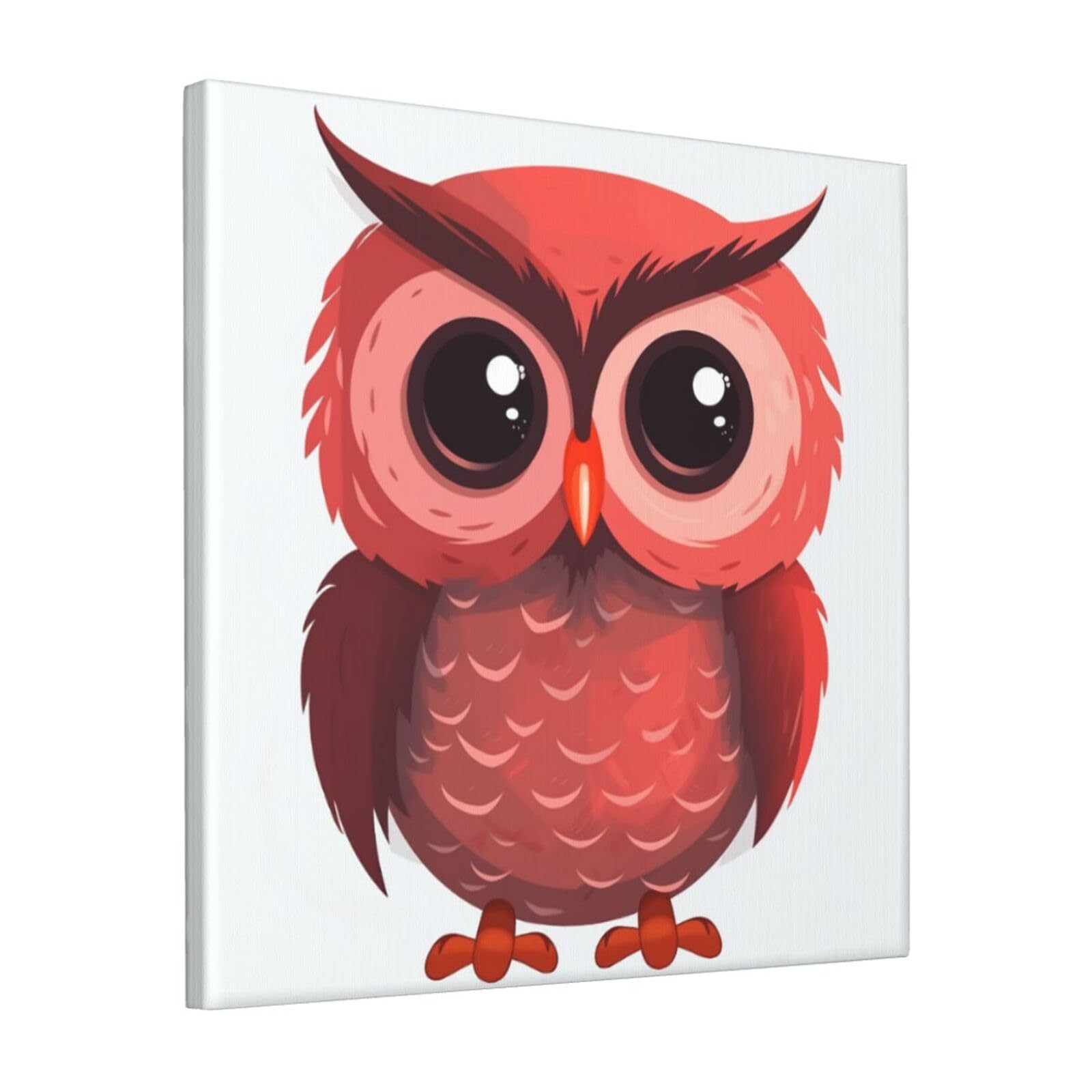 FodPand Cute red owl Canvas Wall Art for Living Room Wall Decor 12"x12" Modern Artwork Painting Pictures Hanging Canvas Prints Aesthetic Wall Art for Bedroom Bathroom Office Wallart Decor