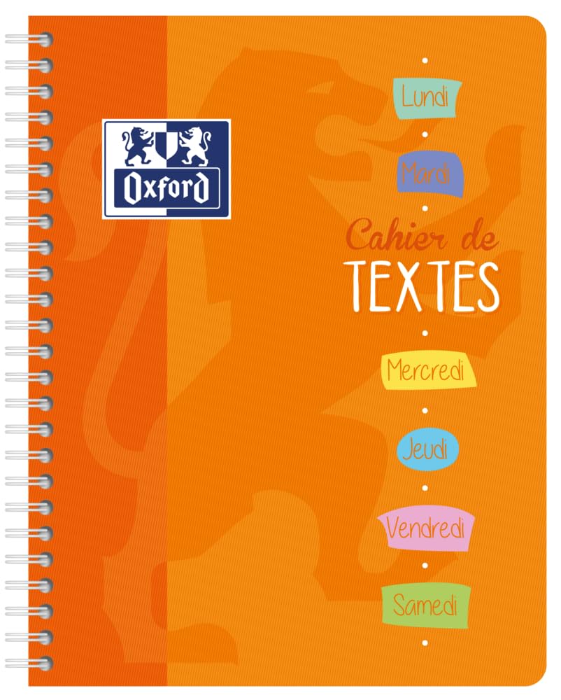 OXFORD Cahier de Textes 17x22cm Grands Carreaux Seyès 148 Pages Reliure Intégrale