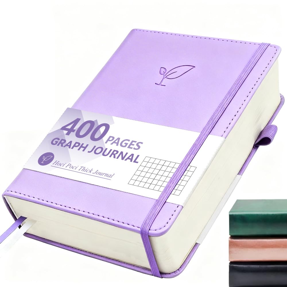 Notatnik w kratkę 400 stron, A5 twarda okładka, 100 g/m², fioletowy