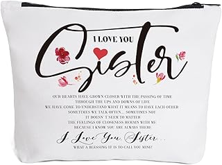 To My Sister Gifts, Sister Birthday Gifts from Sister，Friends, Sister Gifts from Sisters-I Love You Sister-Sister Makeup Bag, for Birthday, Graduation Best Friends Ever Personalized