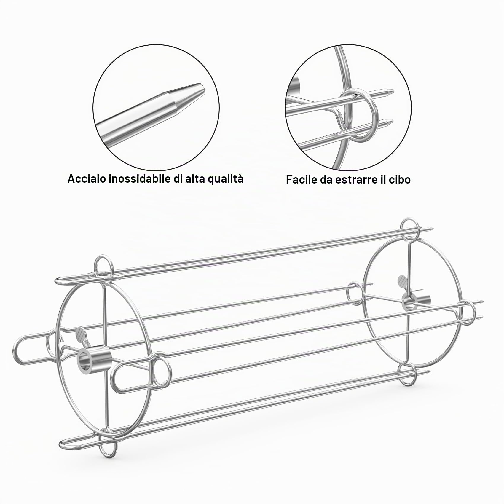 onlyfire BRK-6111 Sistema Universale di Spiedini Rotanti per Qualsiasi Griglia Girarrosto