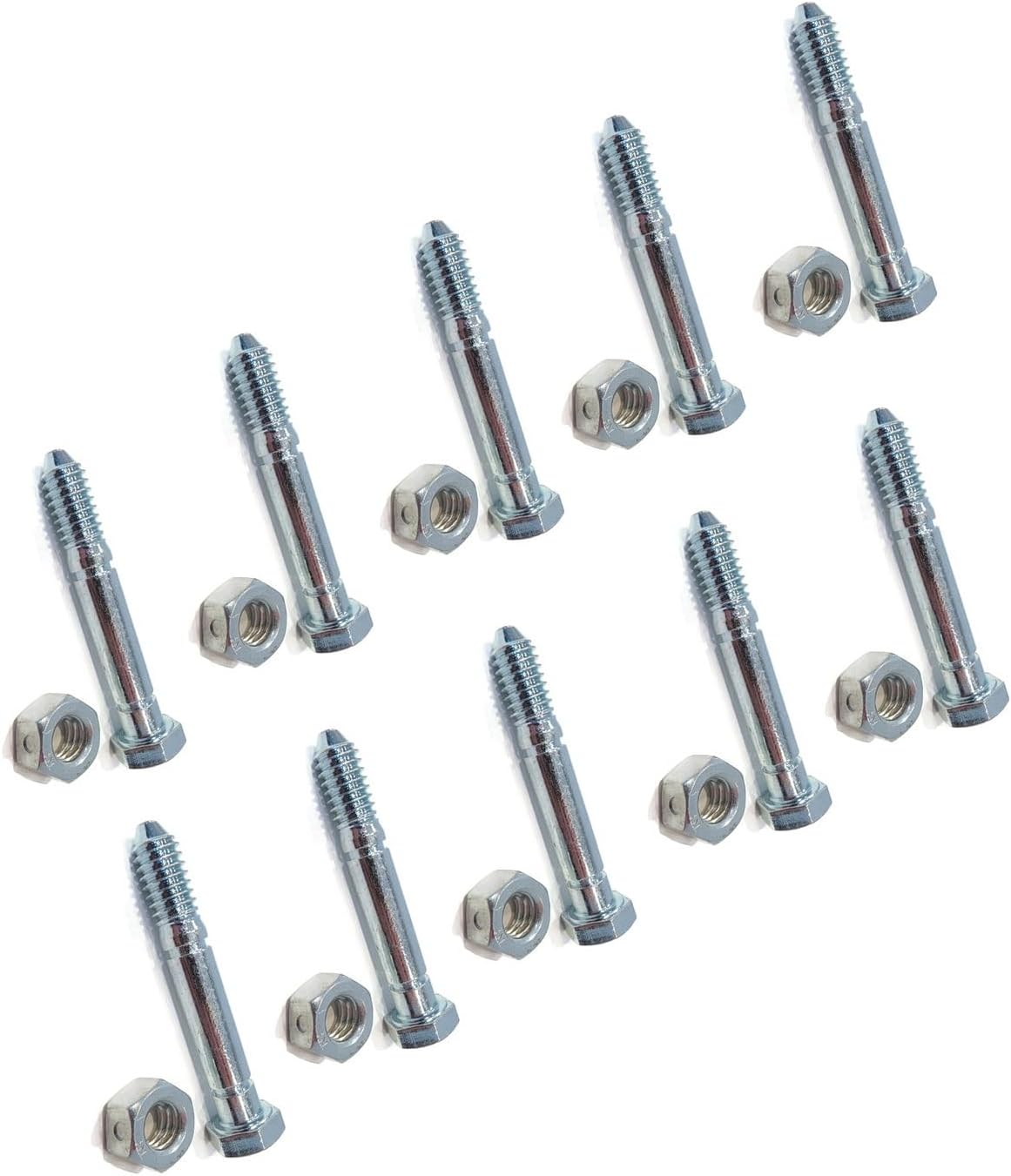 Replacement Part for (Pack of 10) Shear Pin Bolt & Nut for for 80-740, 80740 & for 916 Auger B1RO-p06826