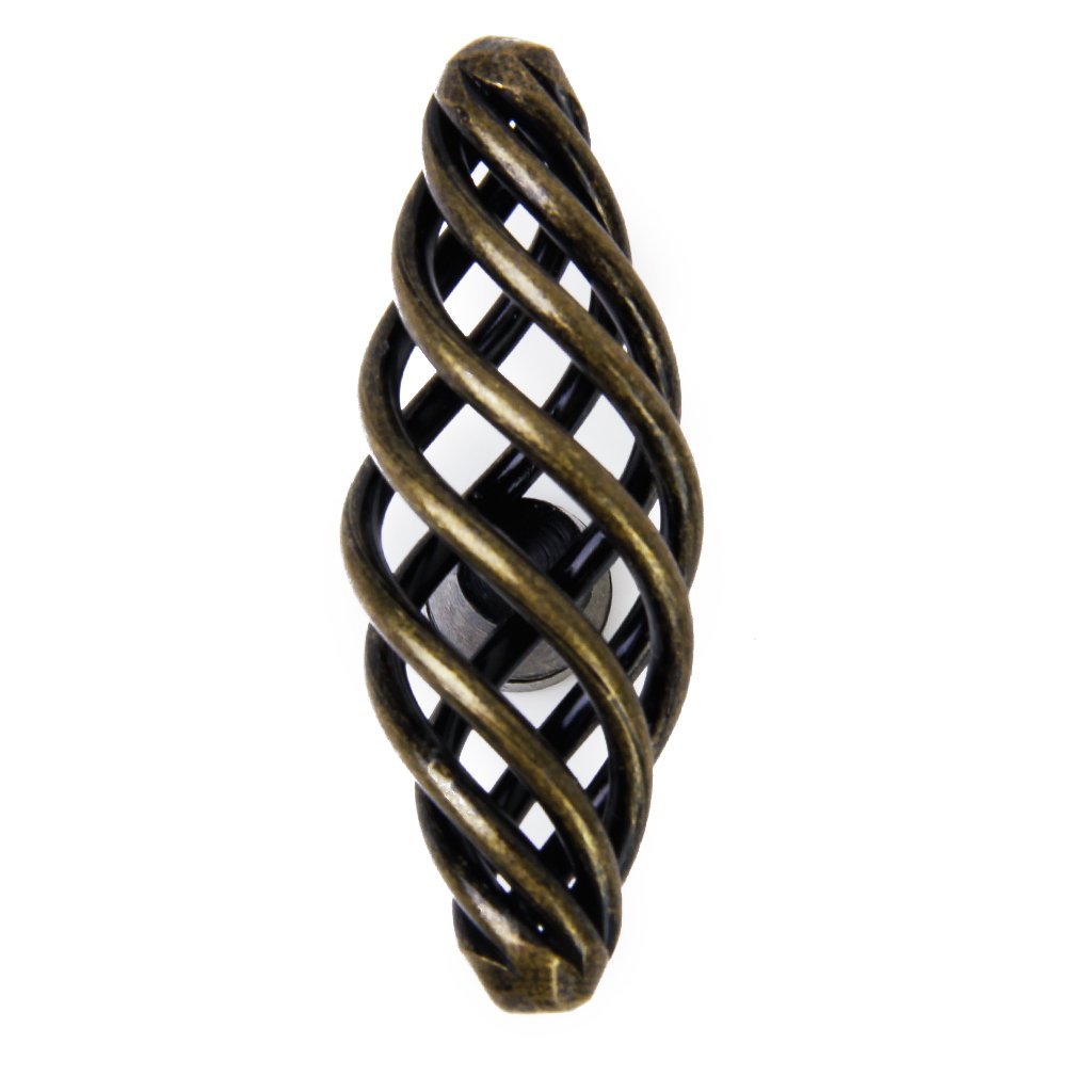 8 X Twist Cage Spiral Design Vintage Kit Cabinet Cupboard Handles Knobs 6CM-Antique Brass