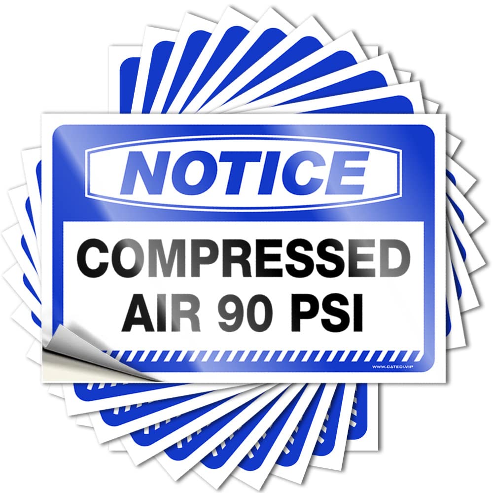 Plain Stickers Durable Hat | Notice Compressed Air 90 Psi Unique Self Adhesive Sticker for Stone DIY(8X12CM)