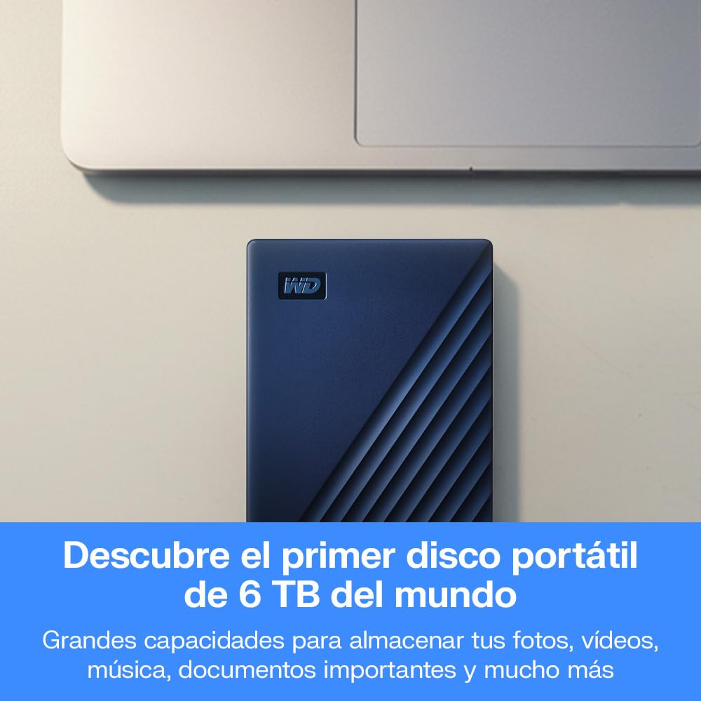 WD 6TB My Passport for Mac, Disco Duro Externo Portátil, USB 3.2 Gen 1/USB 3.0, Copia de seguridad y protección con contraseña, Formateado para MacOS, Azul