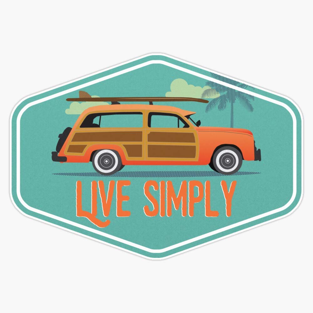 Beach Car - Live Simply Sticker Decal Vinyl Bumper Stickers Waterproof 5"