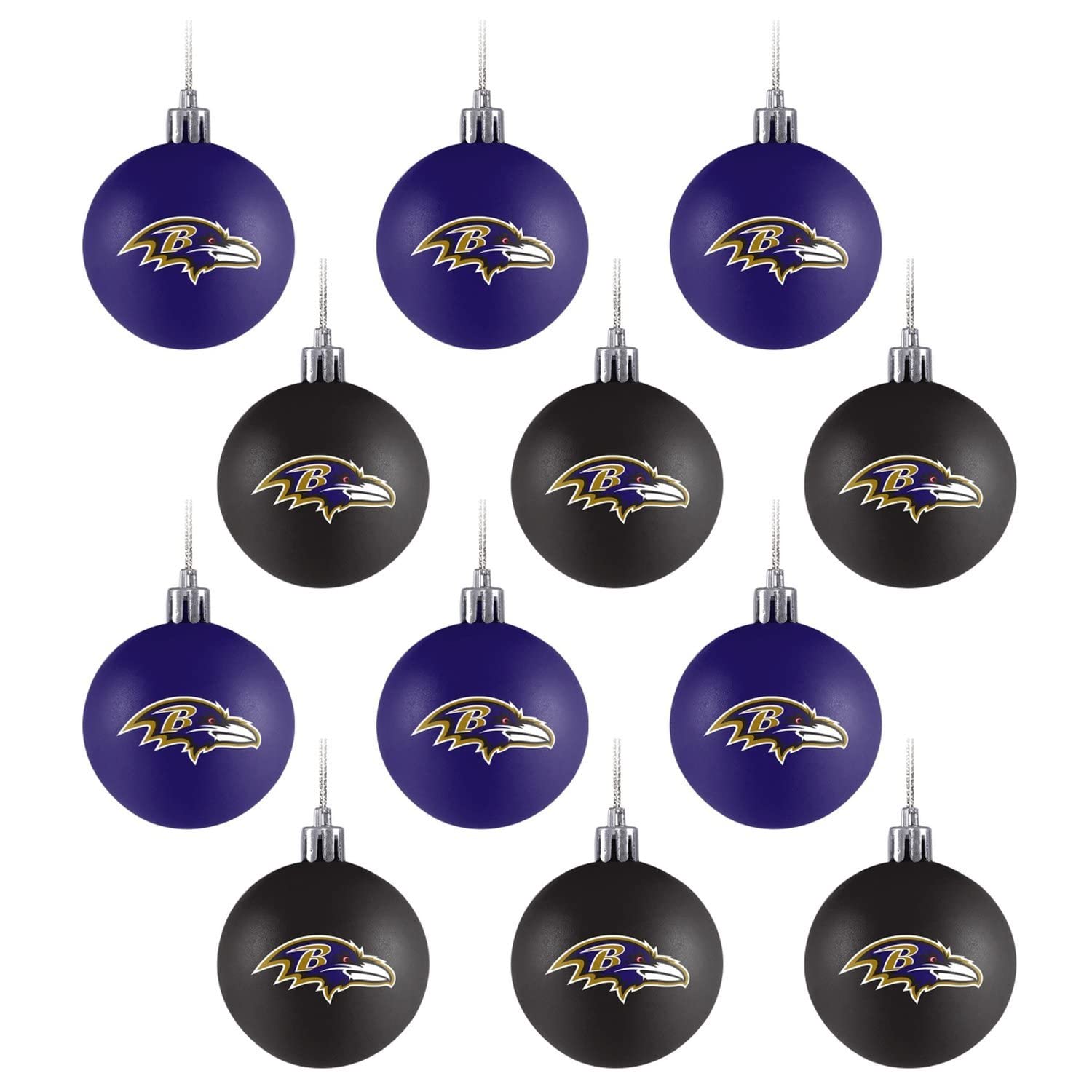 Foco Baltimore Ravens 12-Pack Christmas Balls Nfl Ornament Set