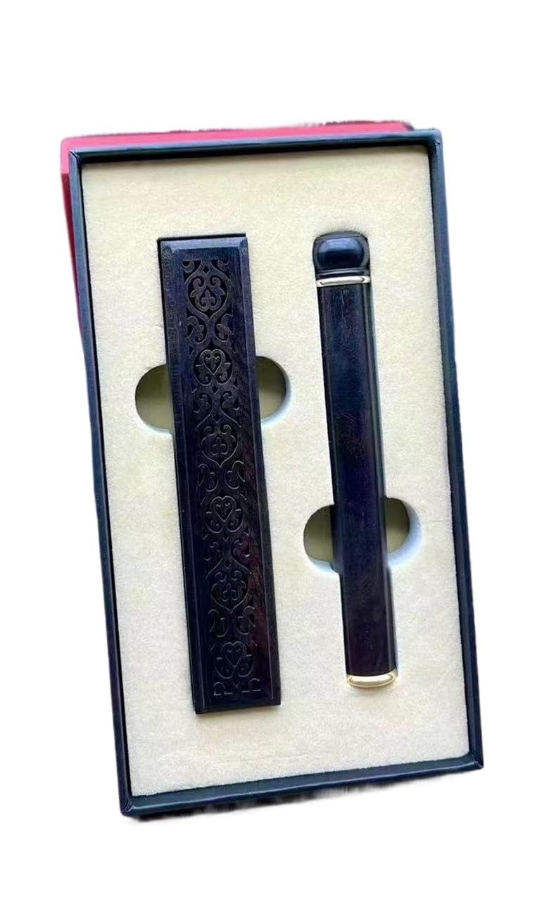 Porte-encens en bois foncé avec brûleur tube B et collecteur de cendres