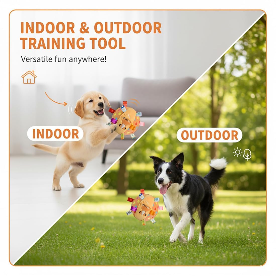 Jouet couineur coloré pour chien à suspendre, jouet couineur à suspendre, jouet en peluche douce de 15,2 cm avec matériau en coton et cloche intégrée, jouet en peluche interactif pour chien avec
