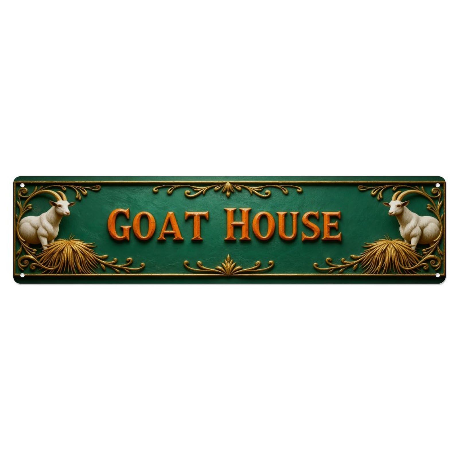 Goat House Sign Pattern Metal Tin Sign Plaque
