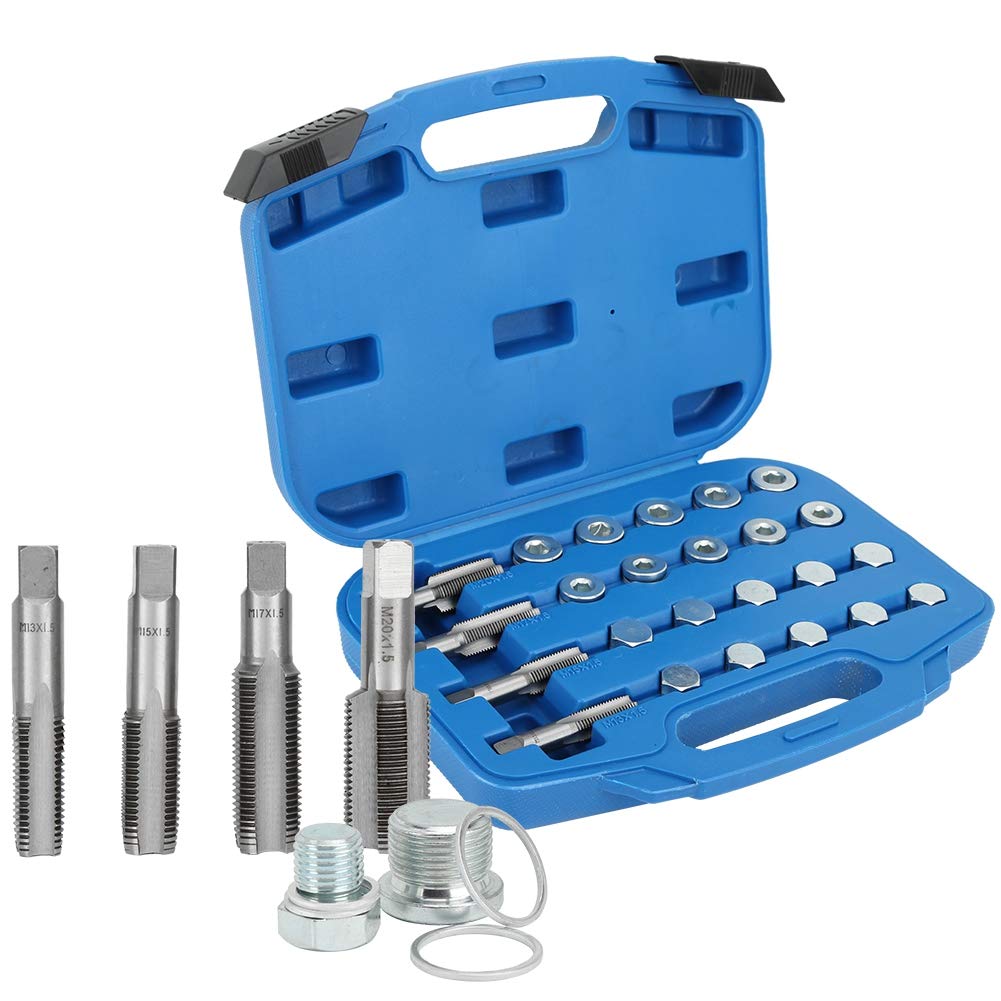 64 Pezzi Kit di Riparazione della Filettatura della Coppa dell'Olio, Coppa dell'olio in Alluminio Riparazione Filettatura della Coppa dell'olio Tappo di Scarico Kit di Strumenti Accessorio di Manutenz