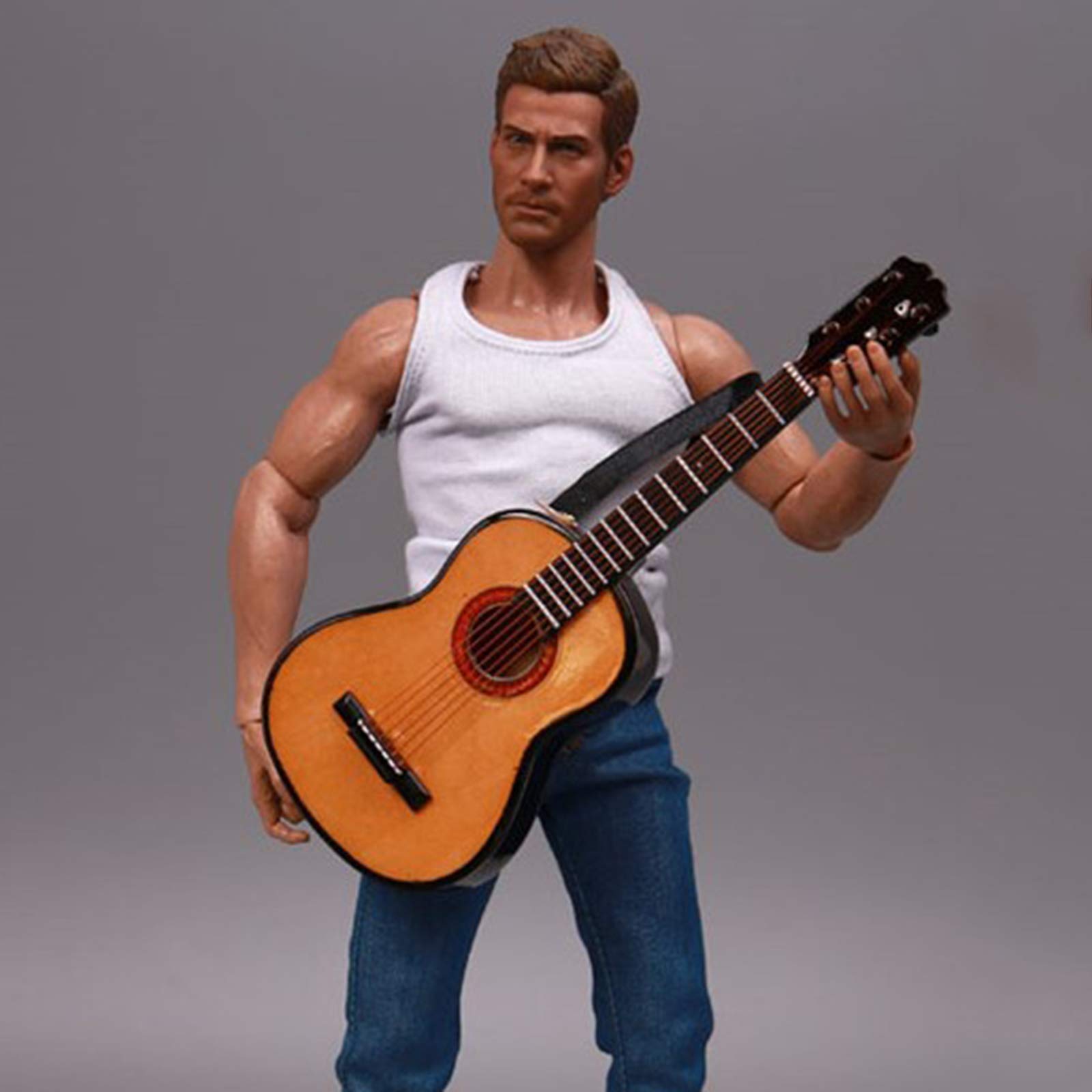 ミニチュア アコースティックギター 装飾品 Amazon | Deevoka 1/6スケール アコースティックギター ディス付き