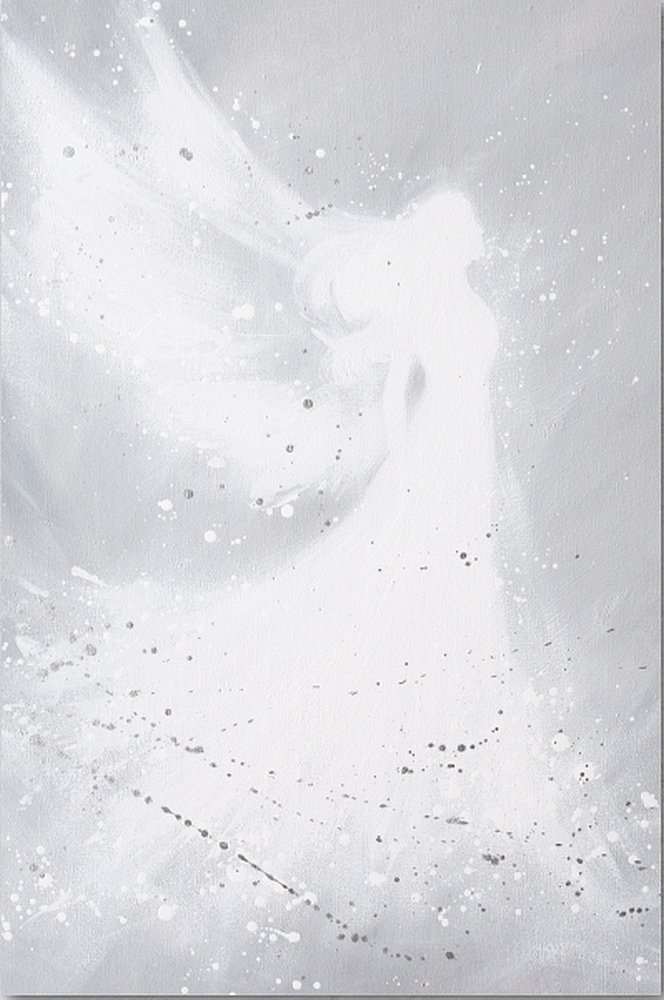 Henriettes-Art Hellgrau, Weiß Angel Picture Original Artist Photo Light Guardian Angel Art For Picture Frame