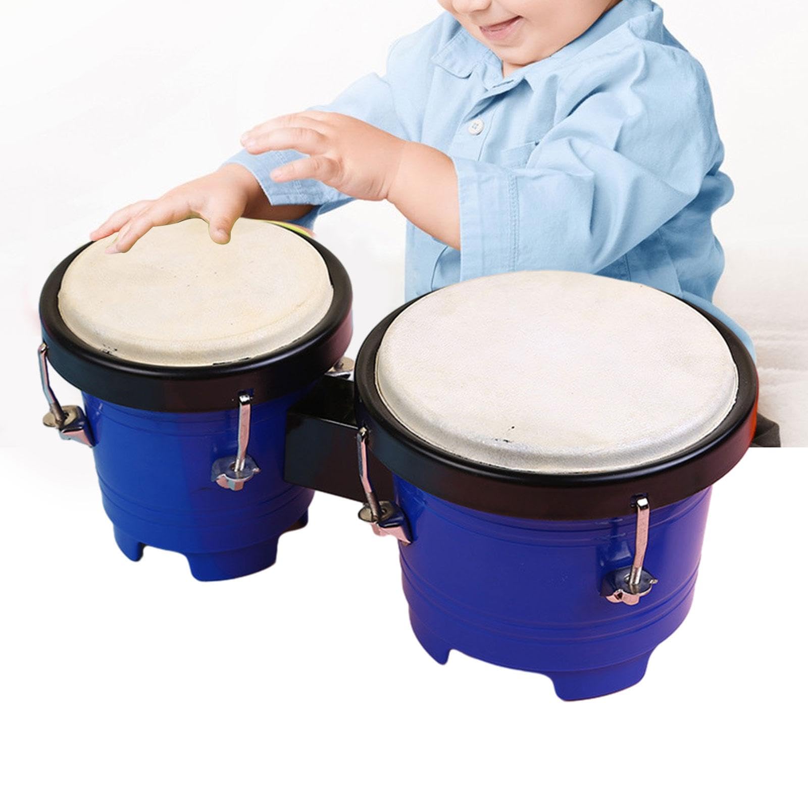 Bongo Drum set als Percussion Instrument für Kinder Rhythmusspielzeug Lernspielzeug Und Musikalisches Kinderspielzeug aus Widerstandsfähigem Material, Dunkelblau