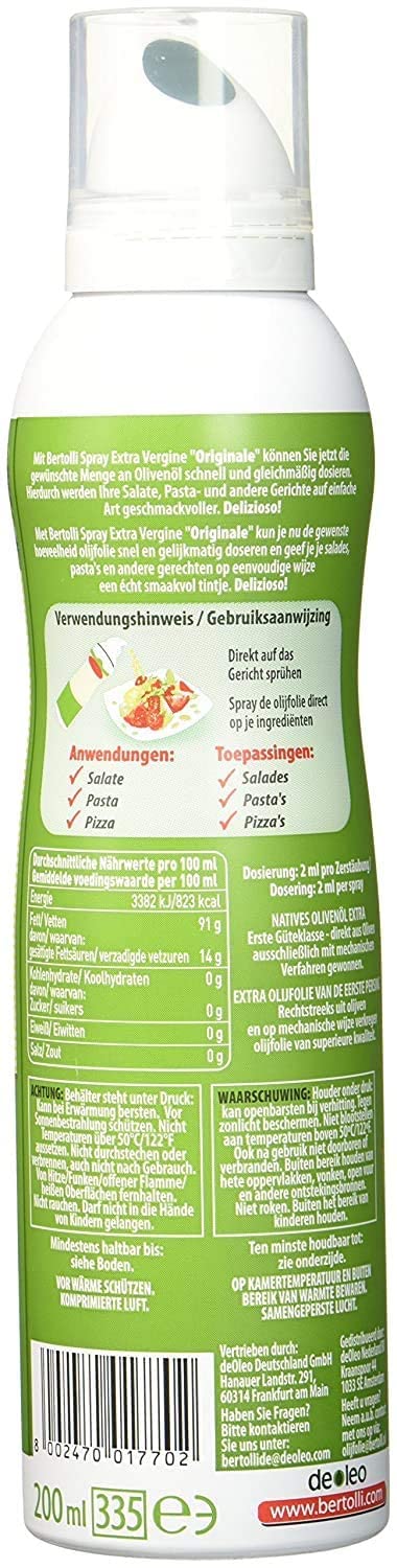 Bertolli Olio Extra Vergine di Oliva Spray Originale, Confezione da 6 x 200 ml,+ key smarter italy shop service