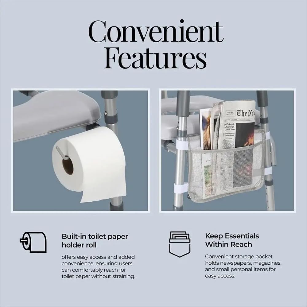 NEWFUN Rialzo WC per Anziani, Alzata per wc, Sollevatore per WC Senior con Regolazione in Altezza, Adatto a Tutti i WC Standard, Capacità di Carico: 150KG