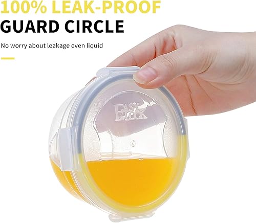 Miniatura 4 de KIGI Paquete de 6 cuencos redondos de plástico de 10 onzas con tapa, a prueba de fugas, juego de recipientes pequeños para preparación de comidas,