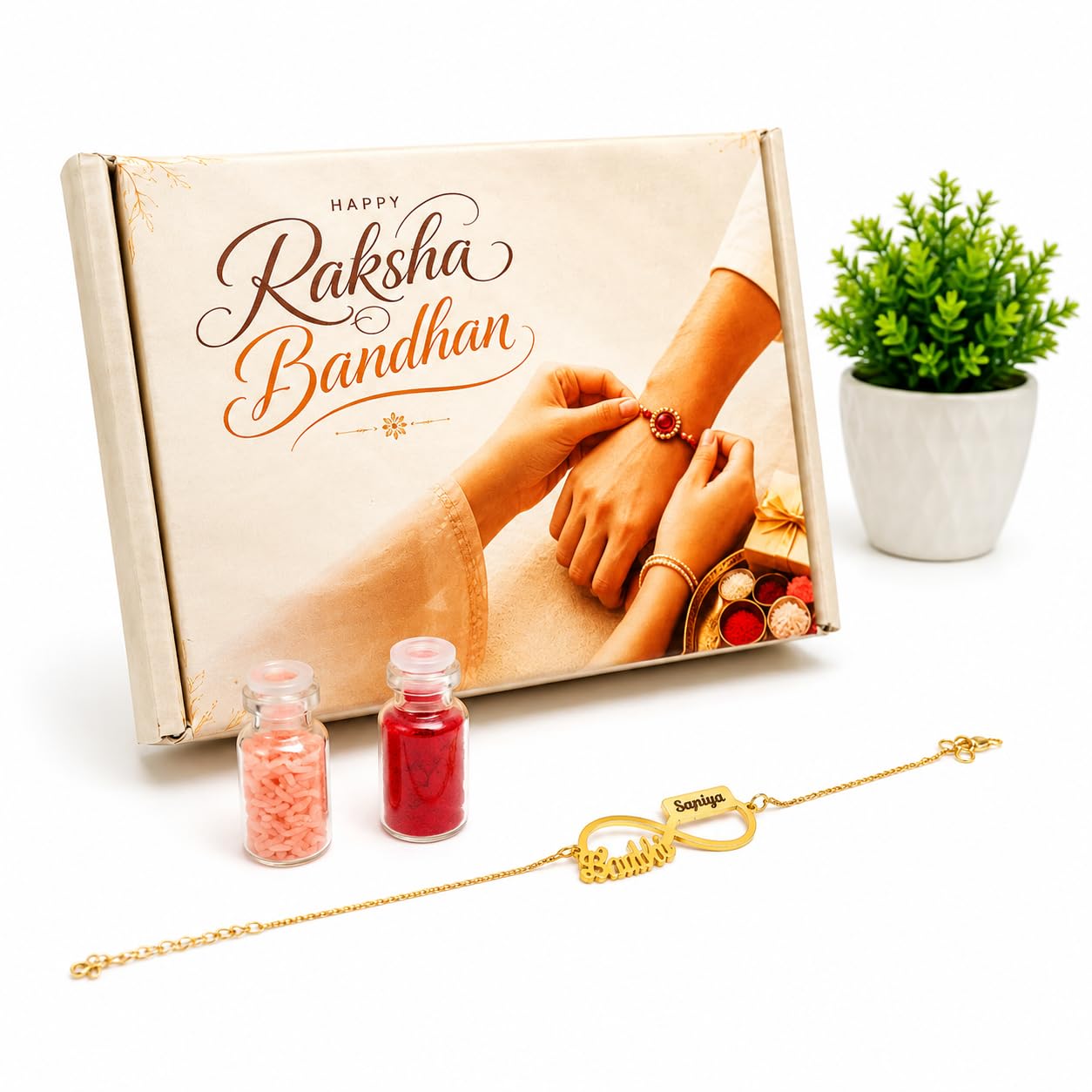 The Bae Gift Unisex-Adult Customized Name Rakhi For Brother | Rudraksha Beads, Custom Name Engraving, Adjustable Fit discount deal