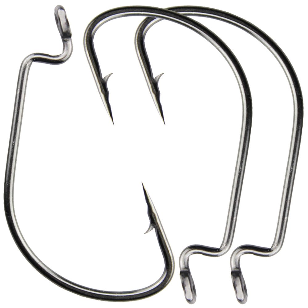 50pcs Fishing Hooks for Bass Fishing Offset Worm Hooks High Carbon Steel Circle Fishing Hooks for Soft Plastic Baits Jig Fish Hooks: #1 5/0 (2/0)