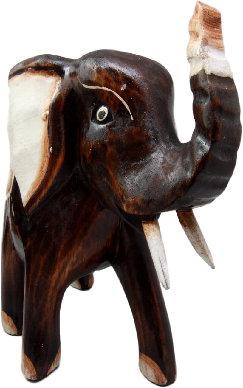 BALIKRAFT Hand Made Wood Artisans Gajah Gelar Safari Jungle Parade Elephant Desktop Figurine Set 10" H