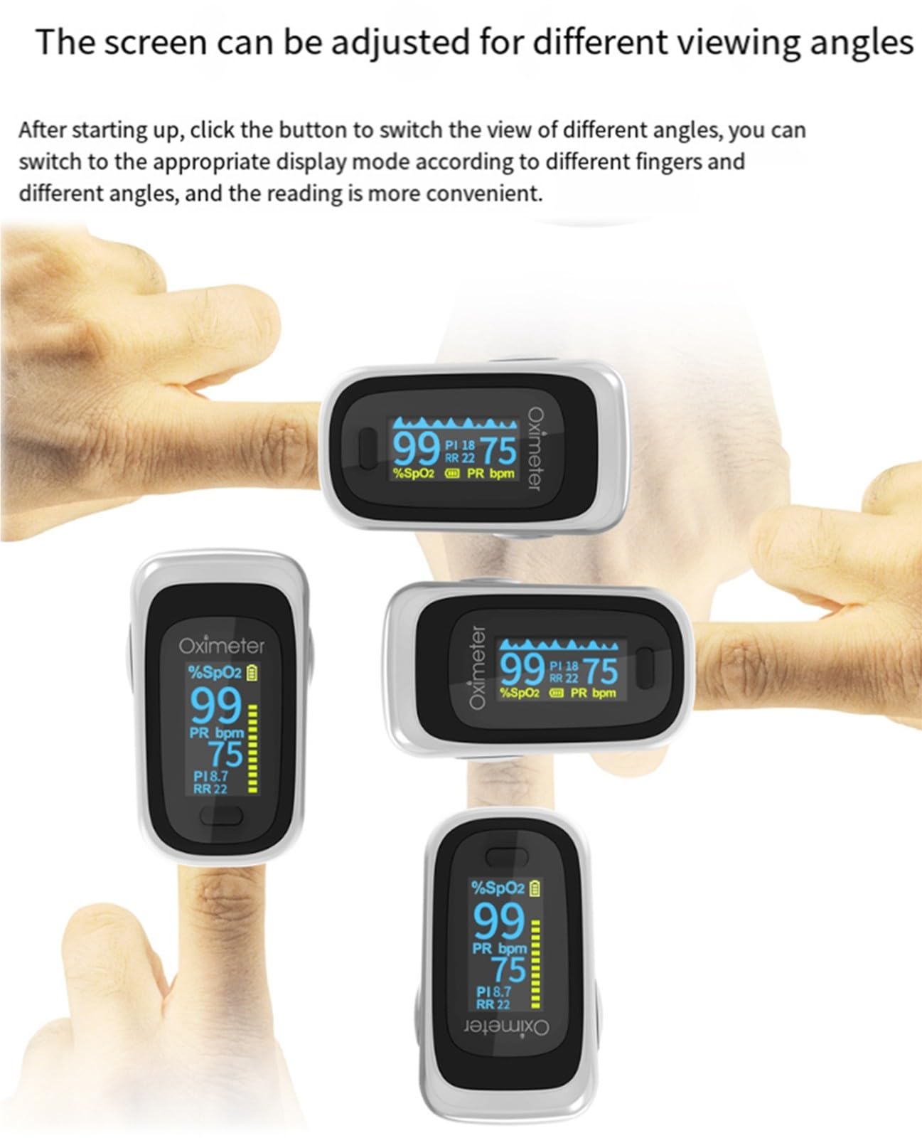 Saturometre Oxymetre, Oxymetre De Doigt Professionnel Oxymètre Saturomètre Appareil De Mesure Mesure La Fréquence D'impulsion De Saturation en Oxygène, Oxymètre avec Écran OLED