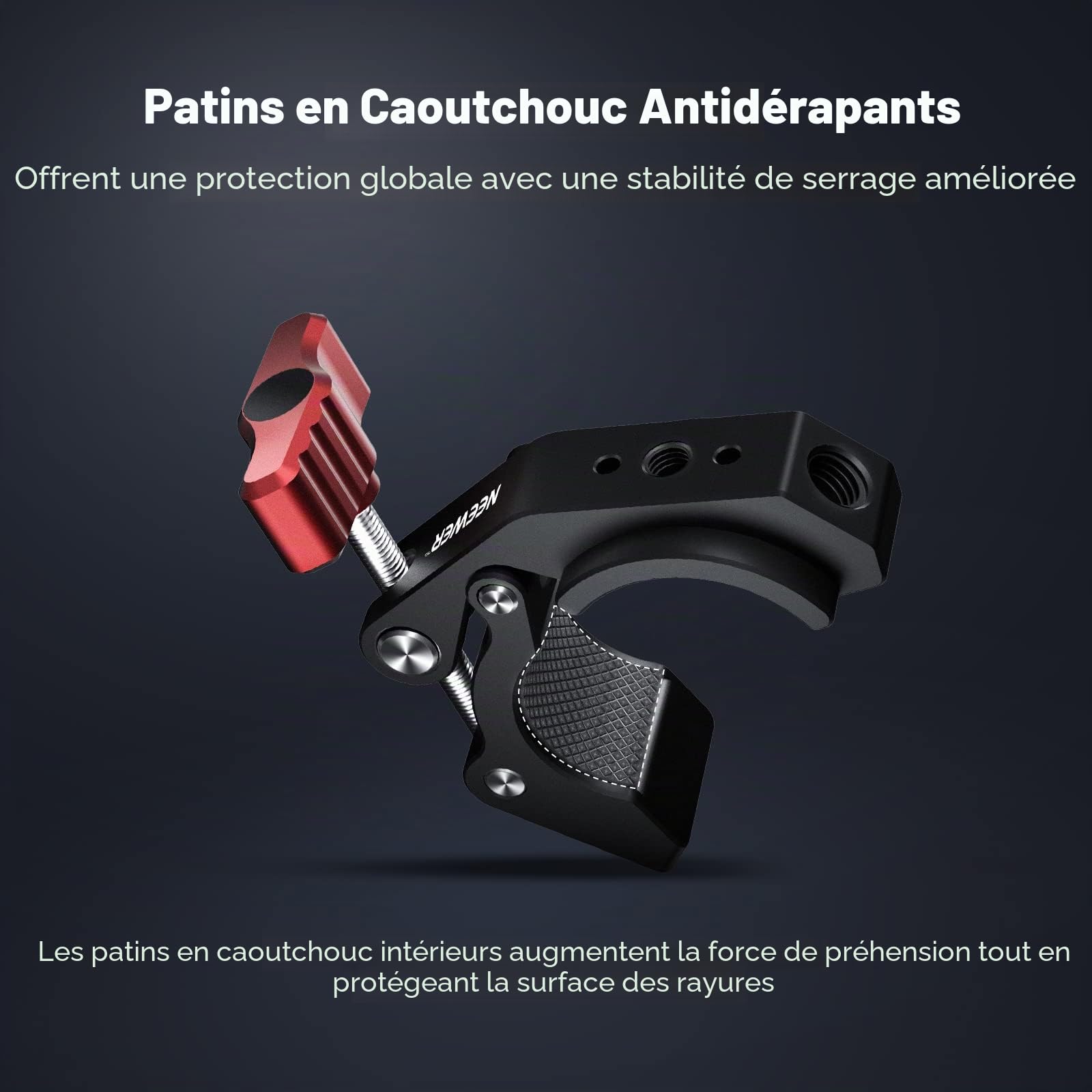 NEEWER Super Clamp Pince avec Sabot Froid et Trous filetés 1/4" 3/8", Charge Max. 4 kg, Support en Forme de Crabe pour la Plupart des Accessoires Photo, Compatible avec SmallRig Magic Arm, Rouge ST81