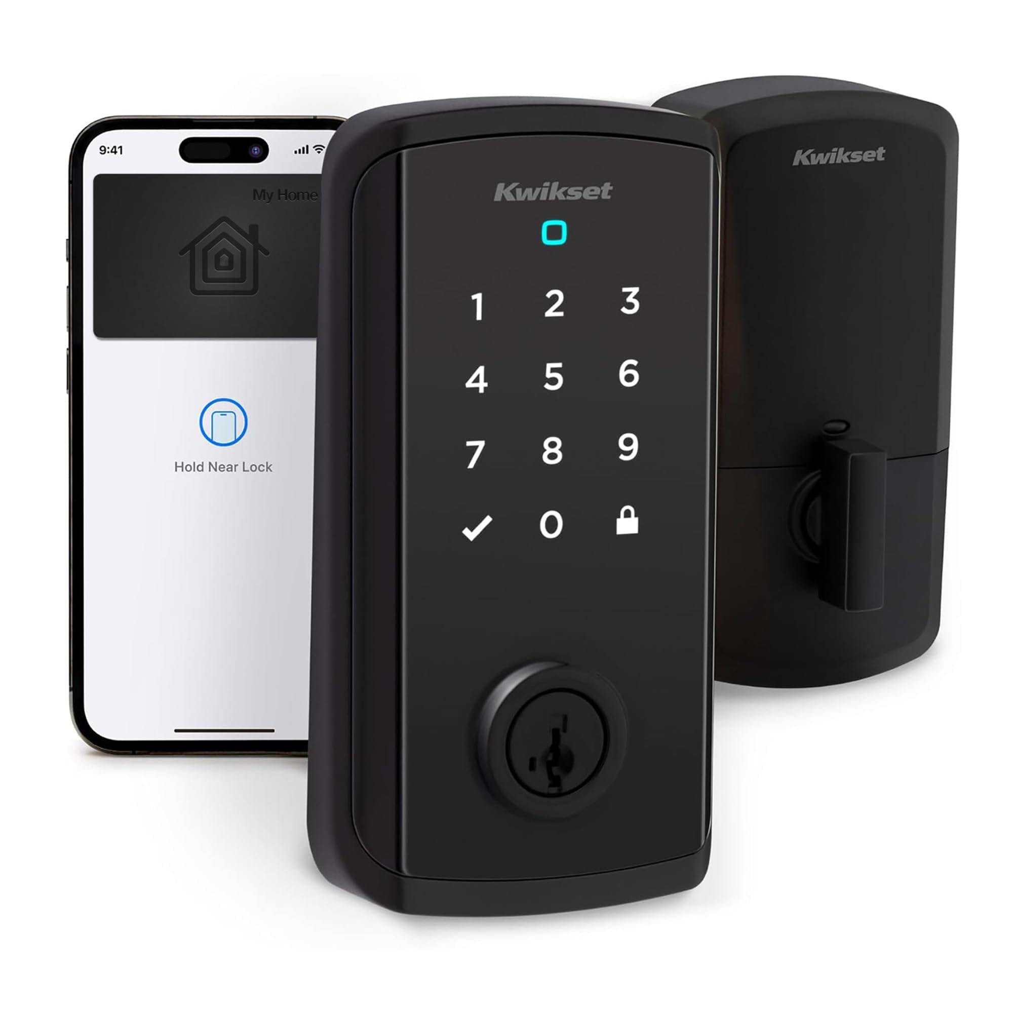 Photo 1 of Kwikset Halo Select Plus Matte Black Touchscreen Apple Home Keys Tap-to-Unlock, Wi-Fi and Matter Enabled Smart Lock Deadbolt with Door Status Sensor and Intrusion Detection