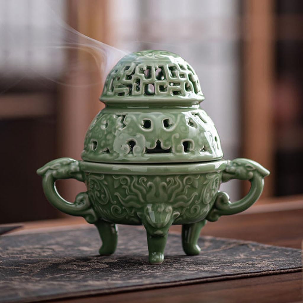 Quemador de incienso de cascada para el hogar, cerámica hueca de alta gama, para ceremonia de té, placa antigua, quemador de incienso de reflujo