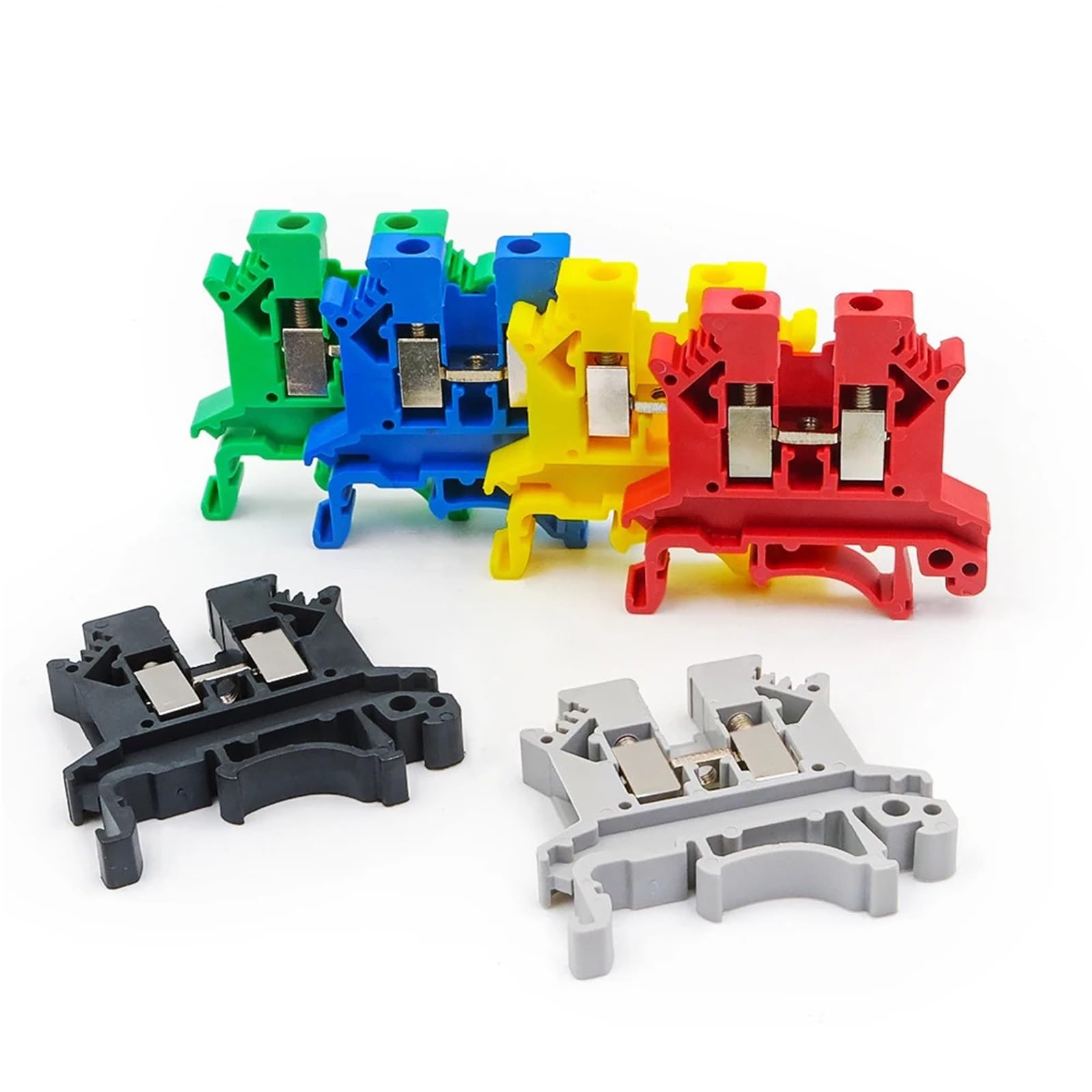 JDOUNFMO 10Pcs UK 2.5B DIN Rail Terminal Block High Voltage Flame Retardant Screw Connection Electrical Wire Conductor(UK-2.5B-Black)