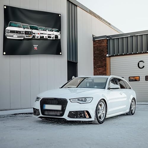 Miniatura 3 de TOWERS Tapiz de bandera de coche GTR para fanáticos de JDM de 3 x 5 pies, tapiz de pared vertical a cuadros Carnissan para garaje, dormitorio, sala