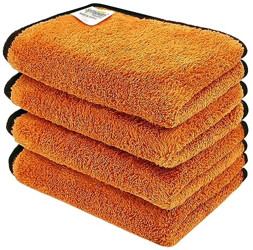 Image of SOFTSPUN Microfiber Hand & Face Wipes 280 GSM 20x30 Cms, 4 Piece Towel Set, (Brown) Super Soft & Silky for Hand, Face and Body - Hypoallergenic Sensitive Skin Wipes & Washcloths.