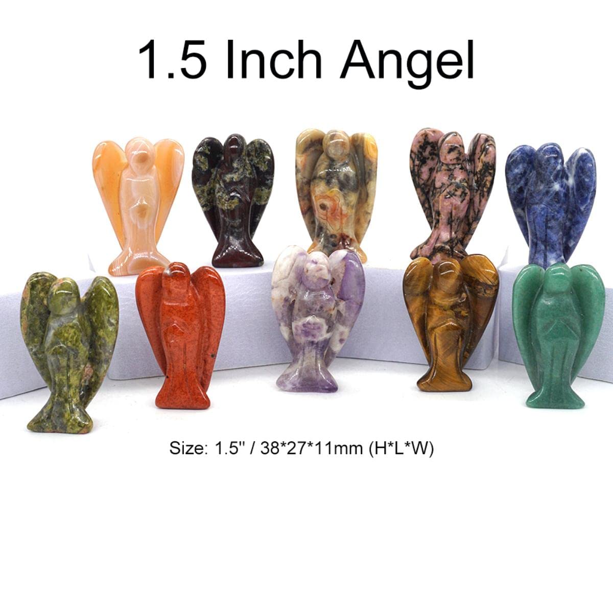 10PCS / Set Mix Natursteine Tier Statue Heilung Kristall Pflanze Figur Edelstein geschnitzt Engel Handwerk Dekor Großhandel Lot-Pendel 36 MM