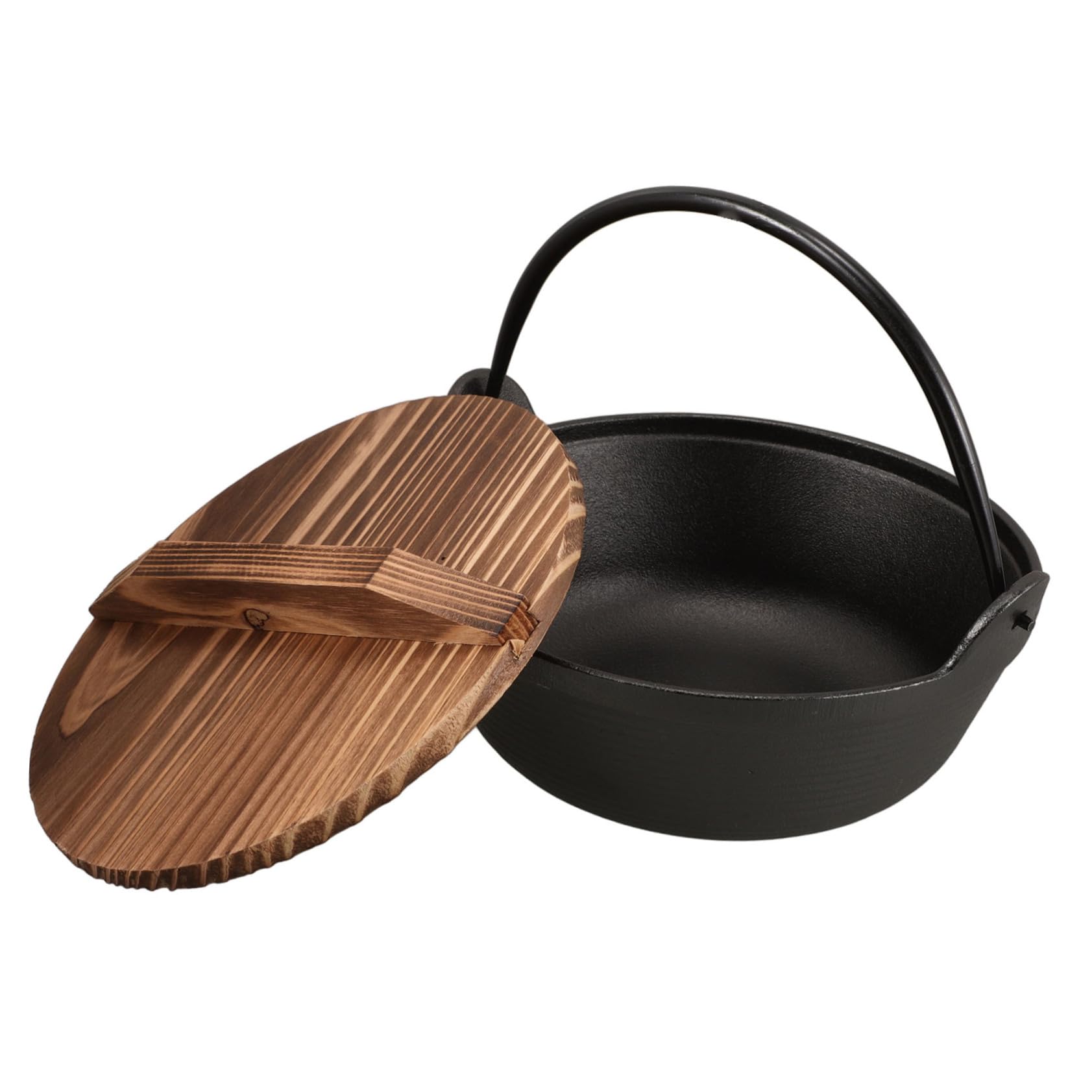 Yardwe Outdoor Cooking Pot Cast Iron Saucepan Japanese Camping Pot Hanging Pot for Soup Set Cooking Boiler for Campfire