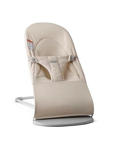 BabyBjörn Bouncer Balance Suave, beige claro, tejidojersey, tritela Asiento gorila ajustable 2 en 1 para bebé y silla para niños pequeños, recién