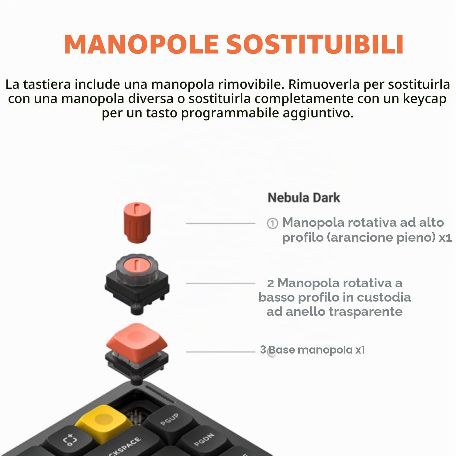 nuphy Air75 V3 Tastiera meccanica wireless sostituibile a caldo, 84 tasti, 75% tastiera a basso profilo personalizzata con manopola, retroilluminazione RGB, assemblata a giunto, compatibile con