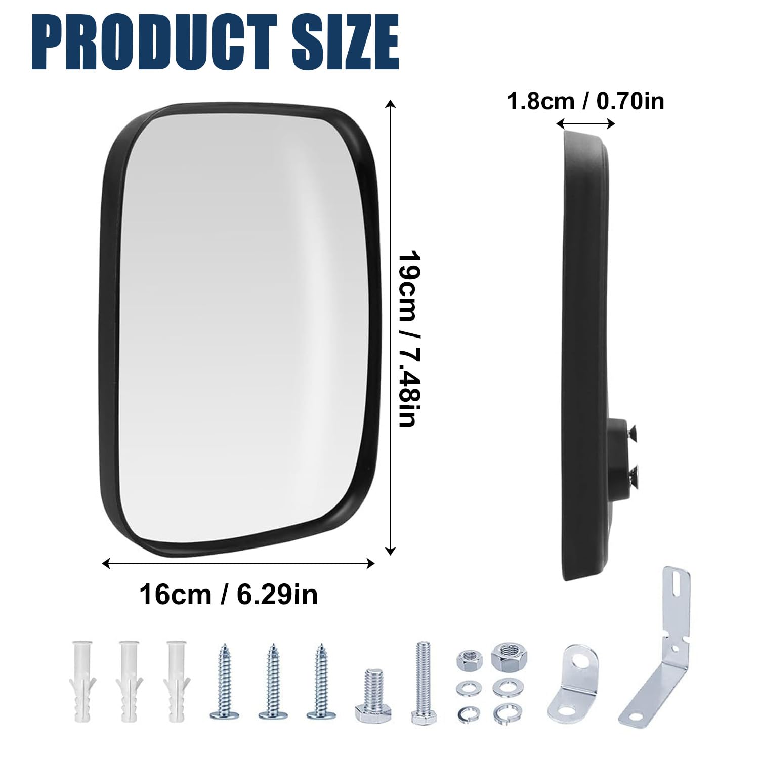 Verkehrsspiegel Viereckig 19 x 16 cm, Konvexspiegel Verstellbarer Weitwinkel Innen Außen, Convex Traffic Mirror Square Sicherheitsspiegel für Garage Ausfahrten Parkplatz Geschäfte Krankenhaus