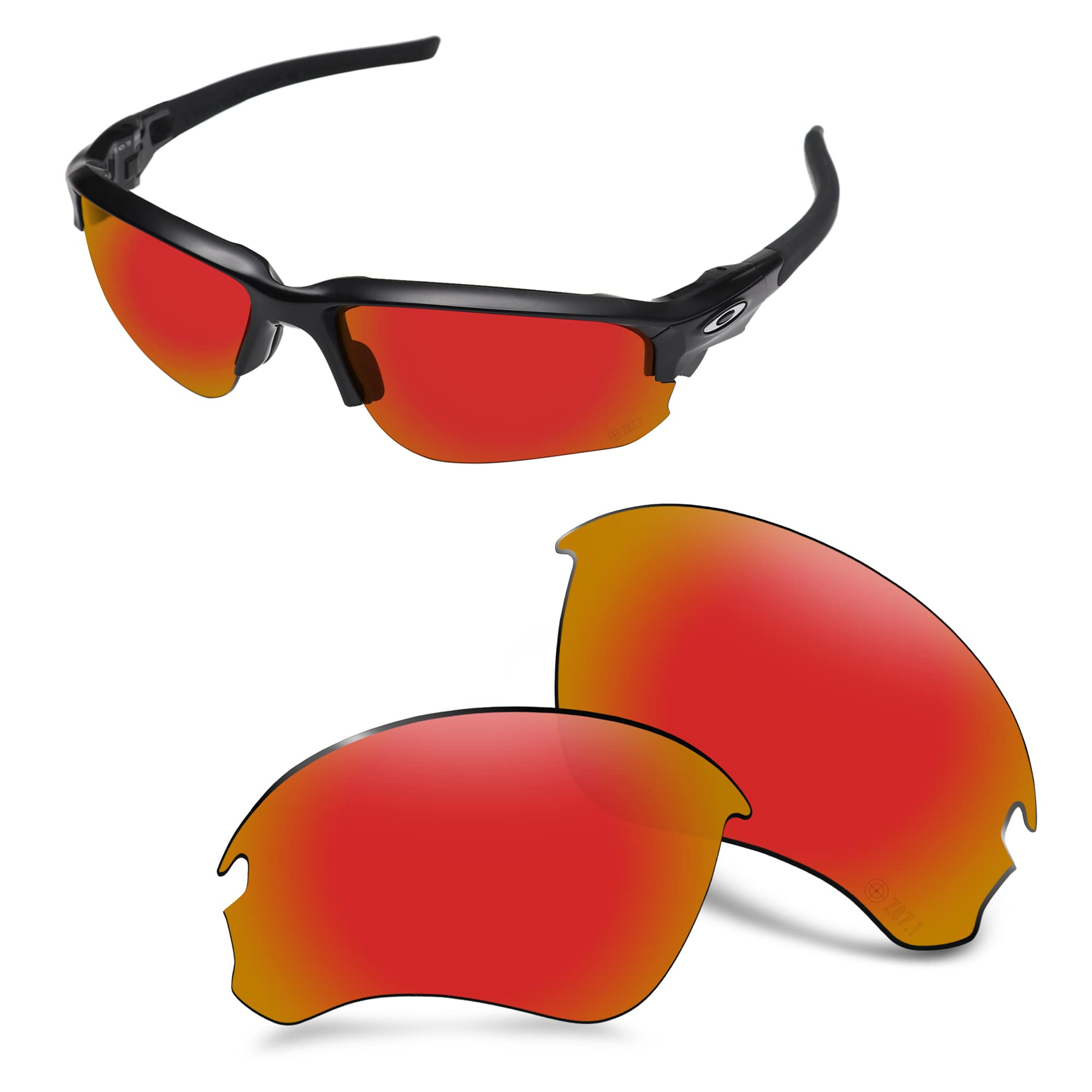 AOZAN ANSI Z87.1 Polarized Replacement Lenses For Oakley Flak Draft Sunglasses - Electric Crimson
