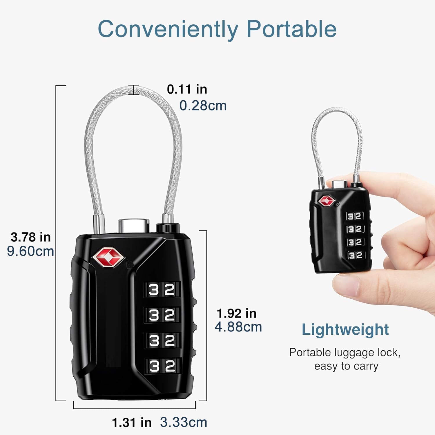 Lot De 2 Cadenas TSA à Combinaison 4 Chiffres - Pour Valises Et Bagages, Alliage De Zinc, Noir, Sécurité Voyage - 9