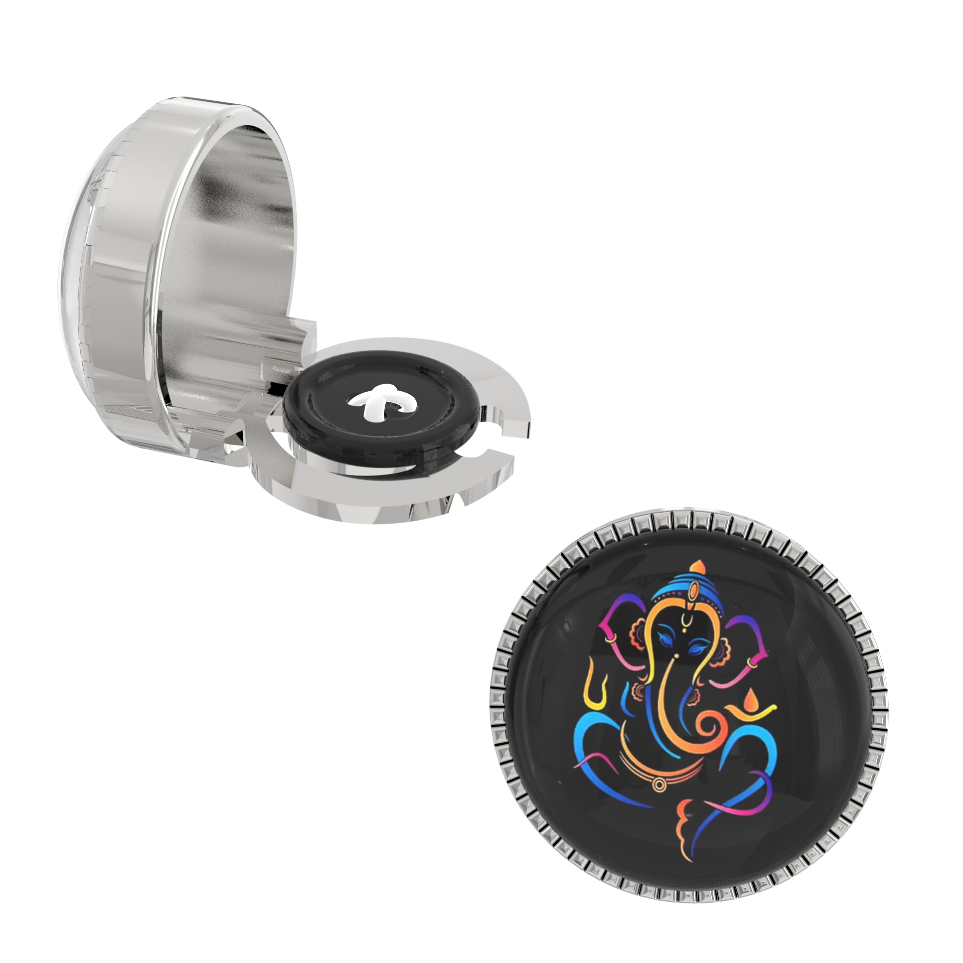 – Snap-on Shirt Button Cover Cufflinks Set for Men - Divine Remover of Obstacles: Ganesha Elegance-image-13