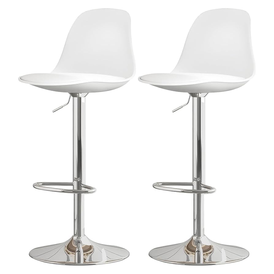 【7/15迄】ホワイトレザー油圧式バーチェア　カウンターチェア バースツール② 7/15迄】ホワイトレザー油圧式バーチェア カウンターチェア