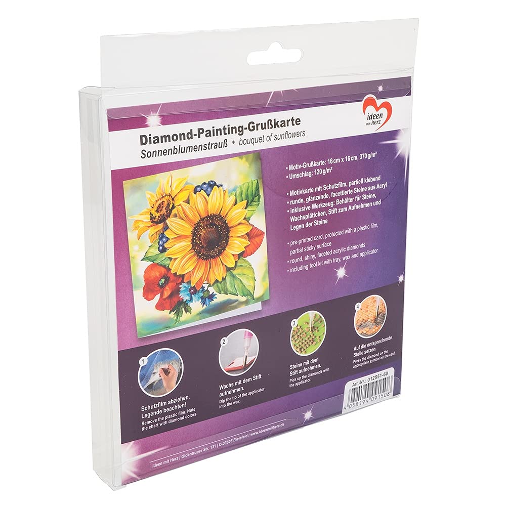 Ideen mit Herz Diamond Painting wenskaart 16 x 16 cm 370 g/m² wenskaart met envelop en gereedschap (hert