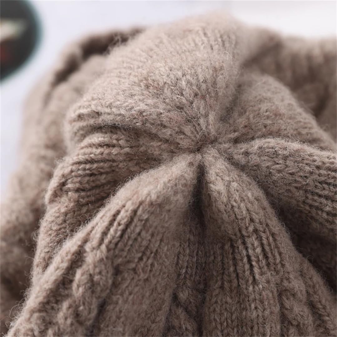Gorro De Invierno 100% De Lana Pura Para Mujer, Gorros De Cachemira Suaves Y Cálidos, Gorros Holgados Para Mujer
