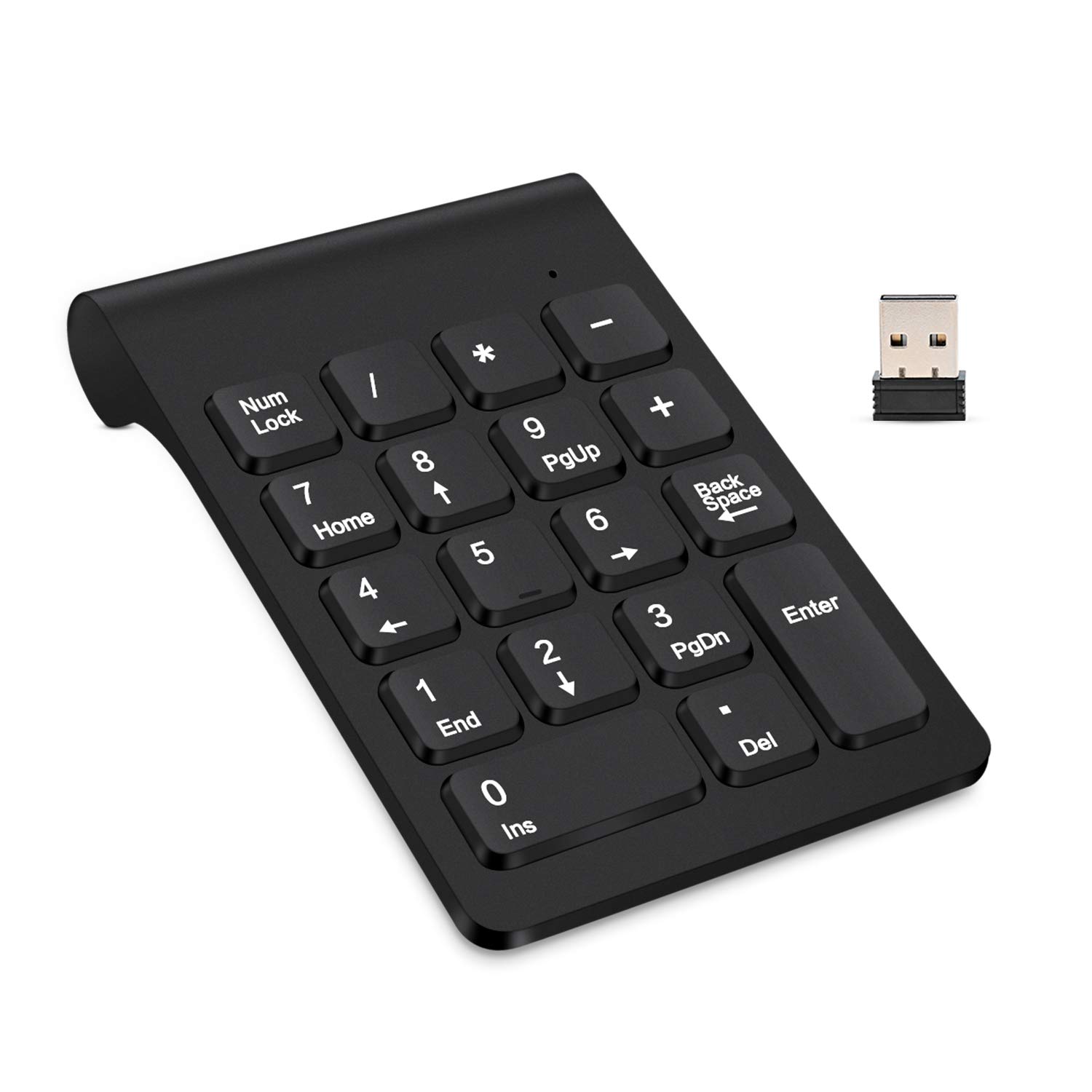 Wireless Numeric Keypad TRELC Mini 2.4G 18 Keys Number Pad Portable Silent Financial Accounting Numpad Number Keyboard Extensions for Laptop PC Desktop Notebook (Black)