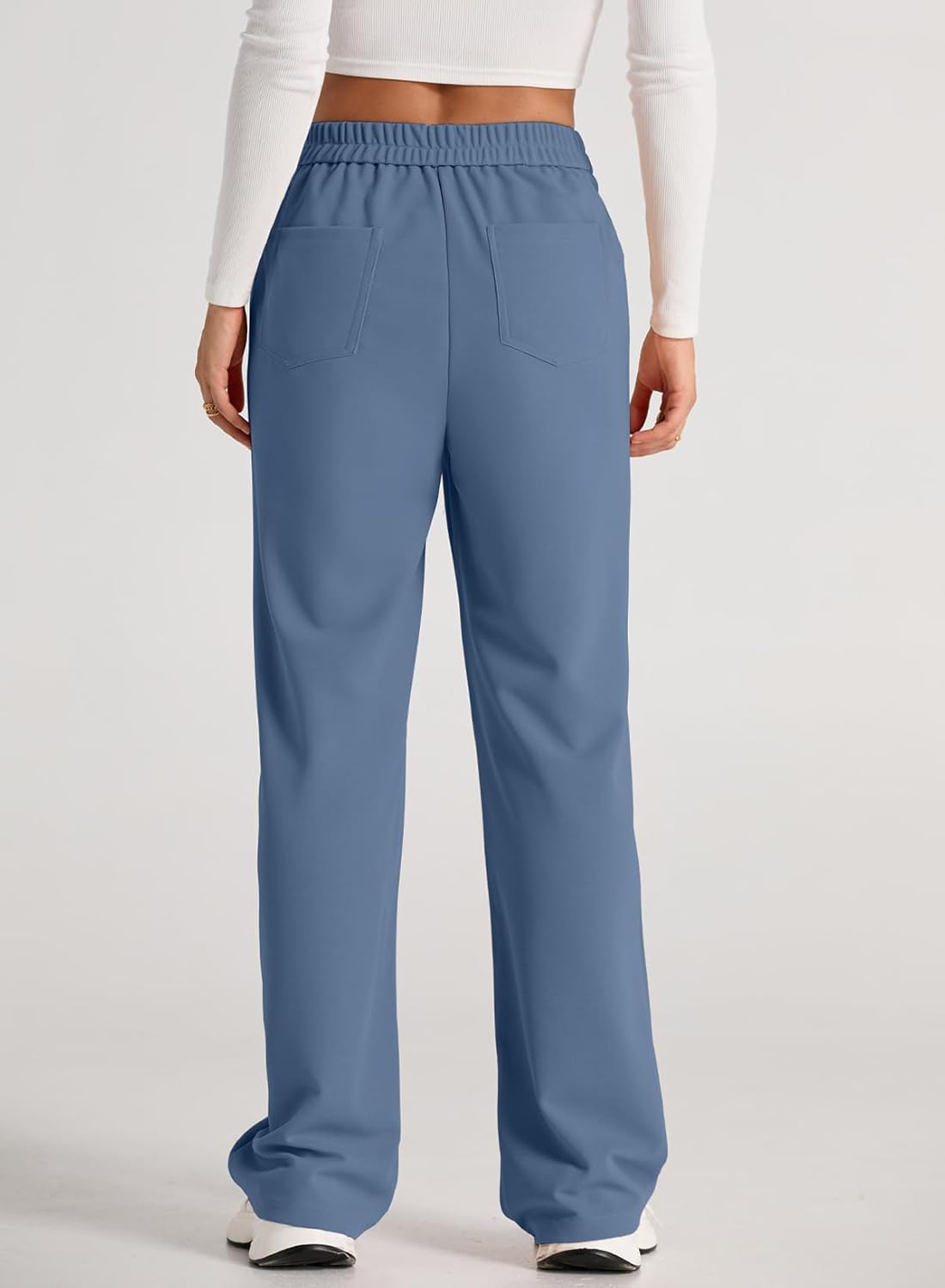 EVALESS Womens High Waist Button Stretchy Work Pants Straight Leg Office Dress Pant Business Casual Trousers with Pocket - Image 5