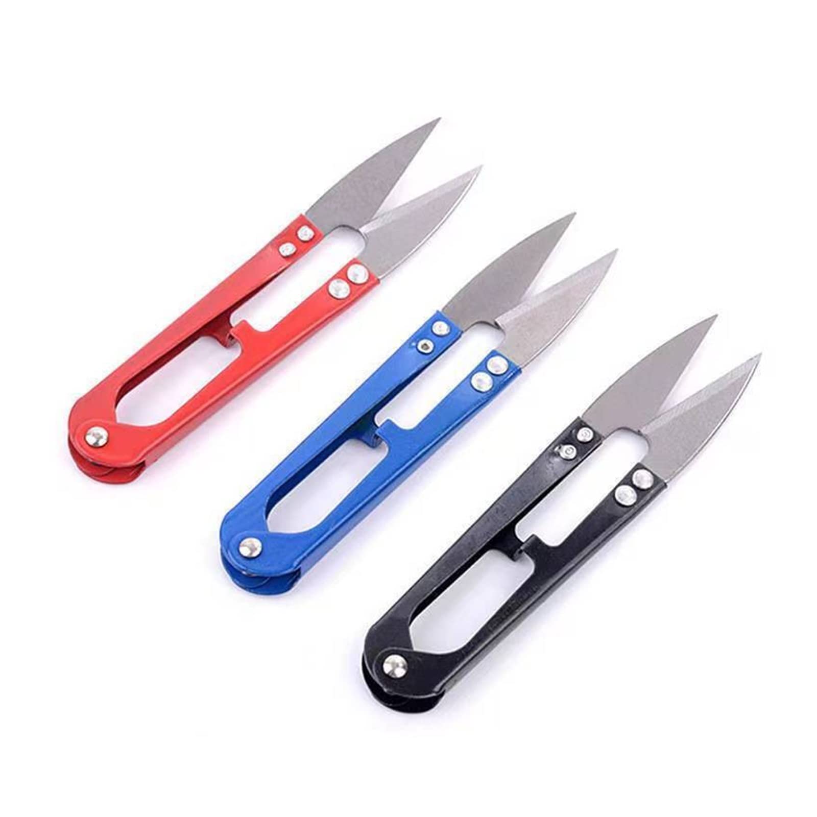 3 Tijeras útiles de Acero Inoxidable con Punta en Forma de U for Cortar sedal de Pesca, Accesorios Esenciales.(Black)