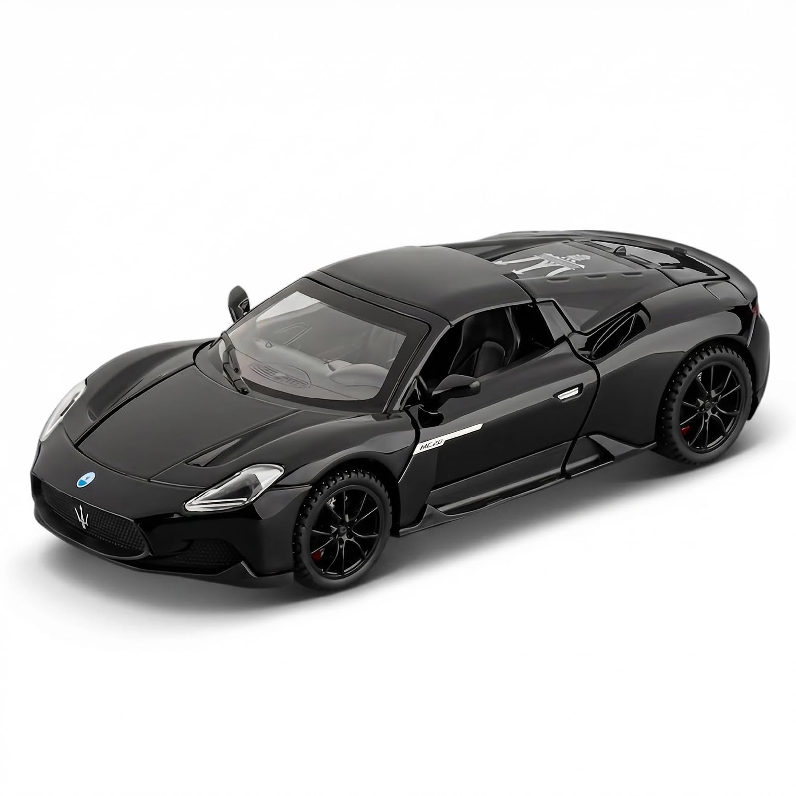TGRCM-CZ 1/32 Maserati MC20 Cielo Model Car, Zinc Alloy Pull Back Vehicles Model Cars with Sound and Light for Collectors & Kids 3+ Years Old Birthday Gift (Black)